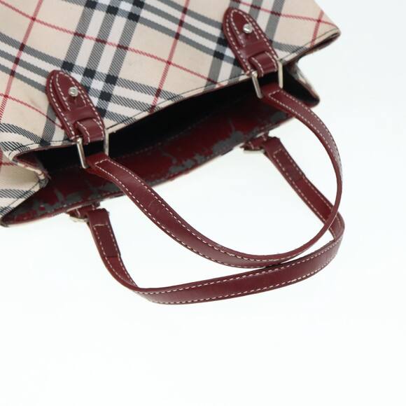 Burberry Nova Check Blue Label Hand Bag Nylon Beige Red - Picture 7 of 16